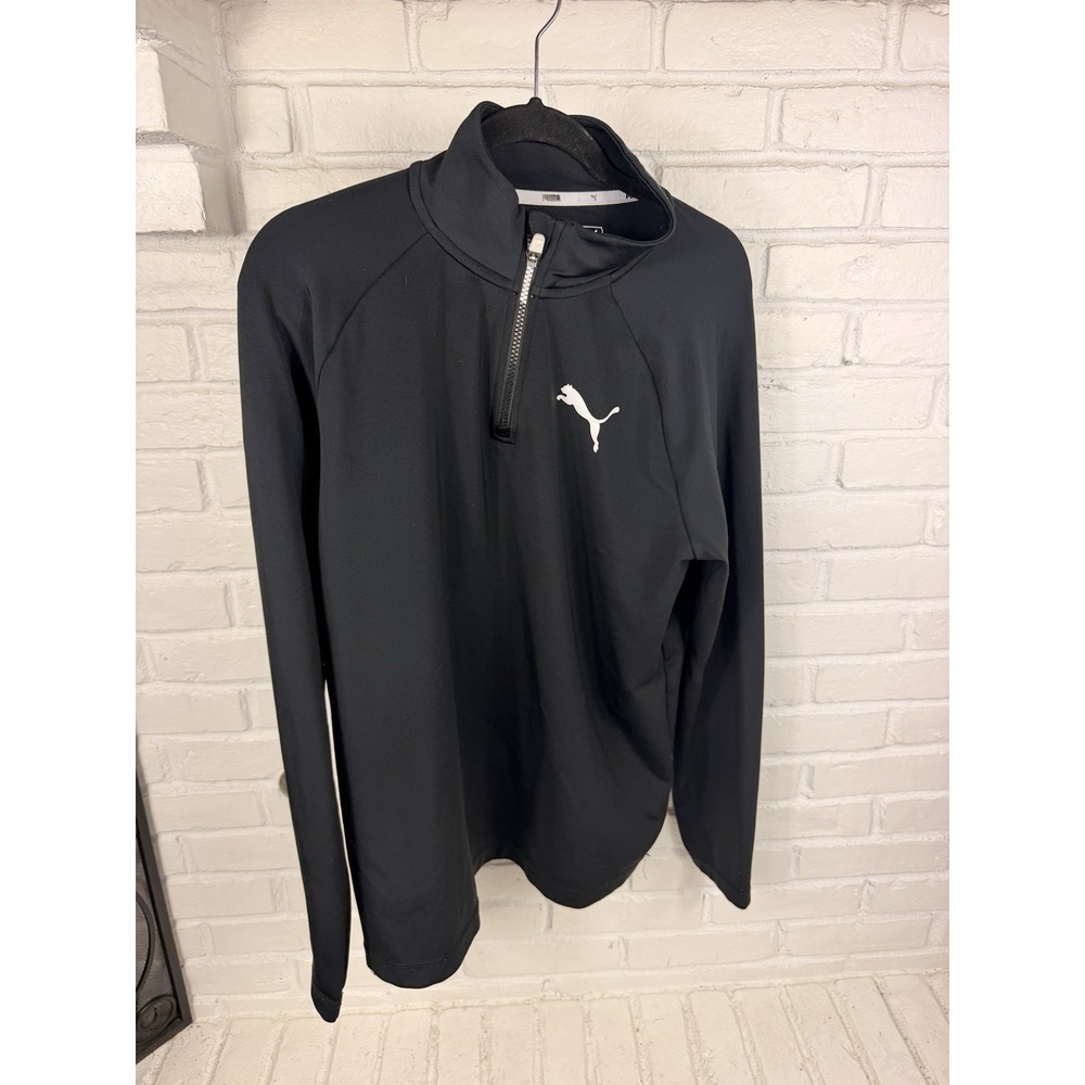 Puma Mens M Black Quarter Zip Pullover Stretch Performance Training Activewear